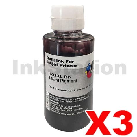 Hp 3 X 32xl Compatible Black Ink Bottle 1vv24aa 135ml Ink