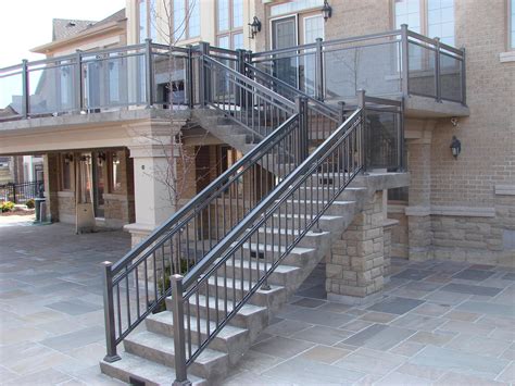 Seeuteck stair railing hand railings for stairs 6.6ft staircase handrails metal railing handrails for indoor stairs black wrought iron pipe handrail with wall mount support $44.59 $ 44. Aluminum Stair Railings in Toronto and GTA