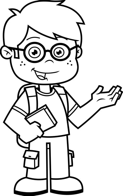 Premium Vector Outlined Happy School Boy Cartoon Character With
