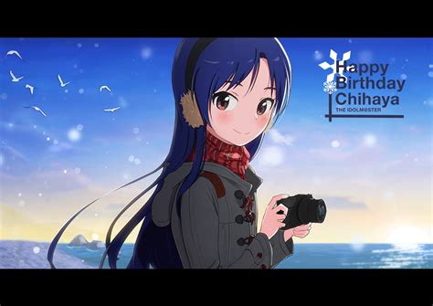 Safebooru 1girl Blue Hair Brown Eyes Idolmaster Kisaragi Chihaya Long