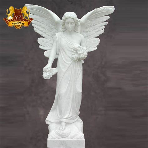Natural Stone Figure Statue Life Size Hand Carving White Marble Angel