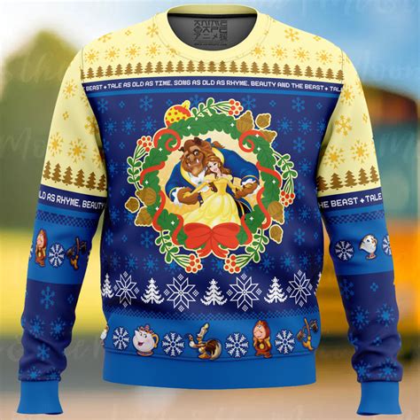 Christmas Beauty And The Beast Disney Ugly Christmas Sweater Teejeep