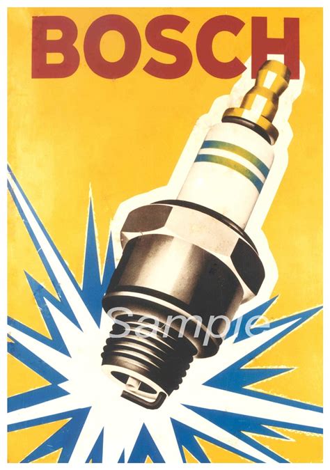 Vintage Bosch Spark Plug Advertising Poster Print Etsy