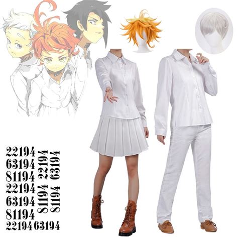 Anime The Promised Neverland Emma Cosplay Costume Wigs White Shirt
