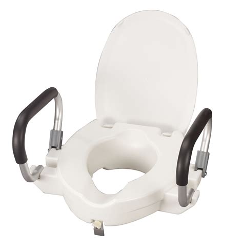 Raised 4” Toilet Seat With Padded Arms And Lid Bathroom Toilet Riser