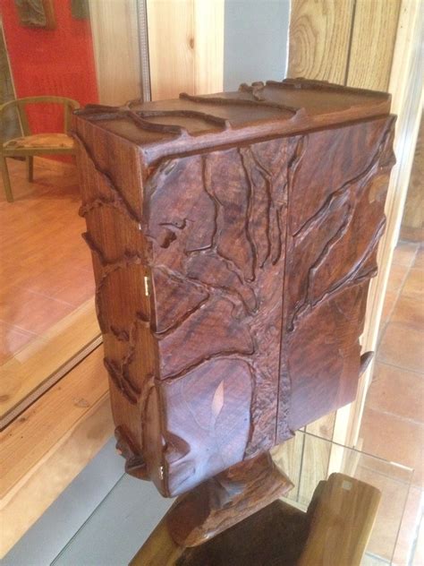 Hand Crafted Miniature Carved Tree Cabinet By Brenda Hall Wood Design