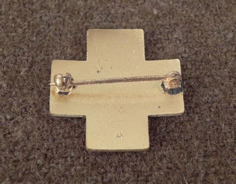 Antique Enamel Red Cross Medalpin Marked