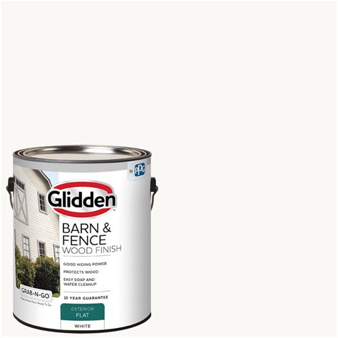 Glidden Barn And Fence Wood Finish Exterior Paint White 1 Gallon Flat