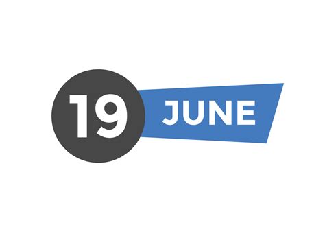 June 19 Calendar Reminder 19th June Daily Calendar Icon Template