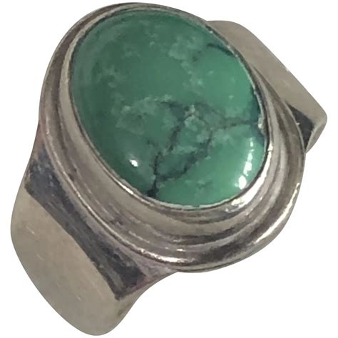Vintage Sterling Silver Natural Turquoise Ring Phoenix Vintage