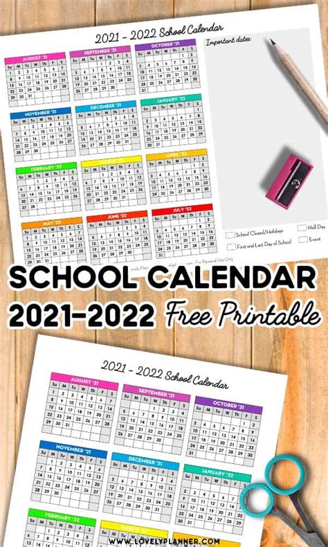 Free Printable 2021 2022 School Calendar One Page Academic Calendar