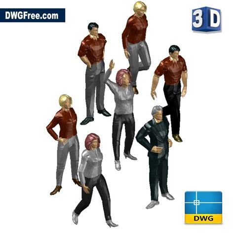 Free 3d People Library Model Drawing In Autocad Blocks Download