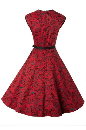 heidi vintage spanish fan dress in red
