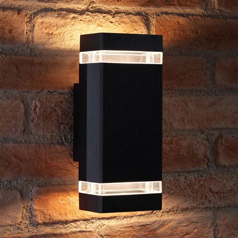 Auraglow Large Outdoor Double Up And Down Wall Light Chilton Black