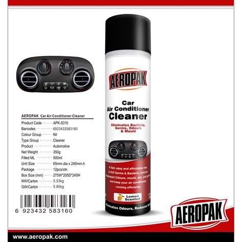 Be sure to label the spray bottle for easy identification and store it safely, away from pets or kids. AEROPAK Car Air Condition Cleaner COOLING COIL TREATMENT ...
