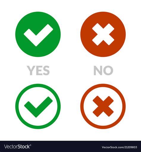 Yes Sign And No Icon Set Royalty Free Vector Image