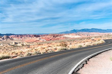 Desert Road Thru The Valley Of Fire Nevada State Park Stock Image