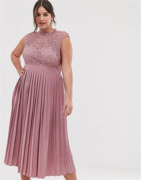 Little Mistress Plus Lace Top Midaxi Dress With Pleated Skirt In Blush Asos Dresses Size 28