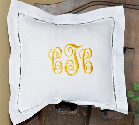 Monogrammed Pillow With Hemstitched Border 3000 Via Etsy