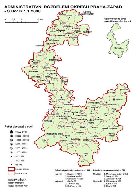 Choteč, okres praha západ, chotec, hlavní město praha, czech republic. Praha-západ s názvy obcí, barevně | ČSÚ pro Středočeský kraj