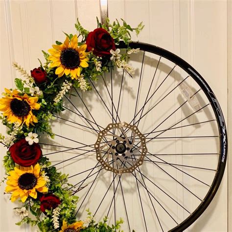 Bicycle Wheel Mini Wreath Wheel Wreath Farmhouse Decor Fall Wreath
