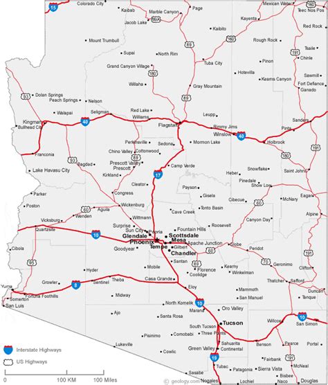 Detailed Map Of Arizona Cities Corny Doralia