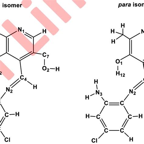 Structures Of The Para And Meta Isomers Of The Hl Schiff Base But In