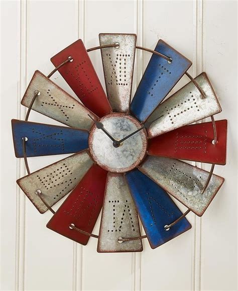 Lakeside Collections Americana Metal Windmill Wall Clock Metal