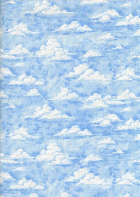 Novelty Fabric Fluffy Clouds In Blue Sky Novelty Fabric Clouds