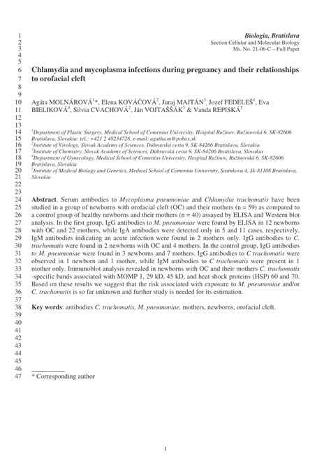 Pdf Chlamydia And Mycoplasma Infections During Pregnancy And Their