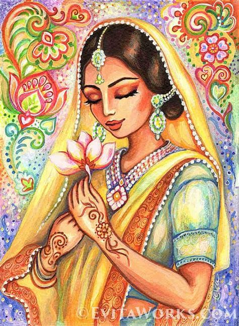 Lotus Woman Pray Woman Indian Reproduction Spiritual Art Etsy India