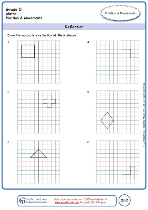 Grade 5 Reflection Of Shapes Worksheets Reflection Math Math