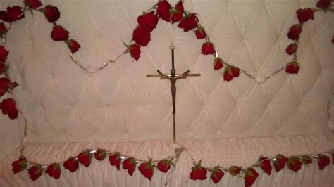Floral Rosary Made Of Red Roses For Inside The Casket