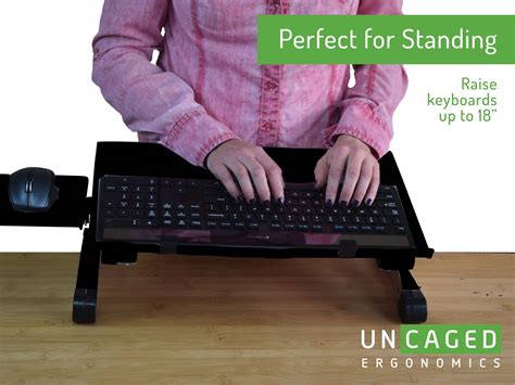 Pc adjustable keyboard lift with a compact design can reduce wrist pain. WorkEZ Keyboard and Mouse Tray Ergonomic Adjustable Height ...