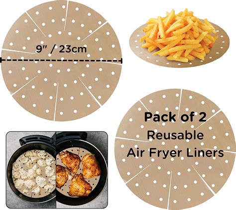 Reusable Air Fryer Liners 2 Pcs 23cm Air Fryer Parchment Paper Liners