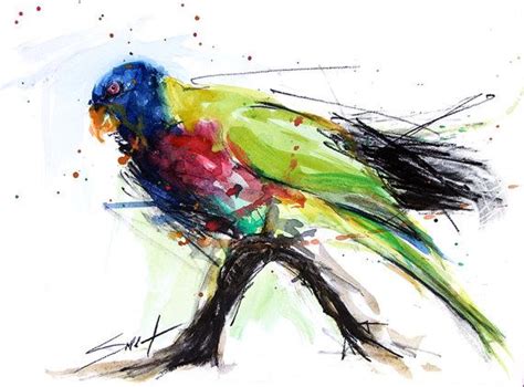 Download 47,000+ royalty free blue bird vector images. WATERCOLOR PARROT ART - bird painting, rainbow lorikeet ...