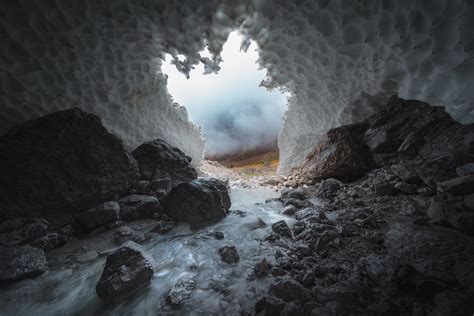 Wallpaper Cave Stones Ice Frozen Water Nature Hd Widescreen