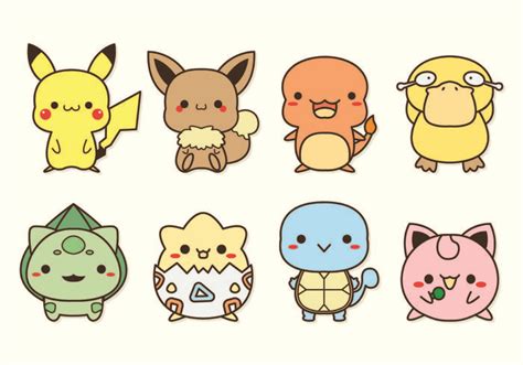 Set Of Pokemon Icons Pegatinas Bonitas Pokemon Garabatos Kawaii
