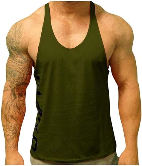 Herren Tank Top Klassisches T Shirt Gym Bodybuilding Muscle Tee Grün