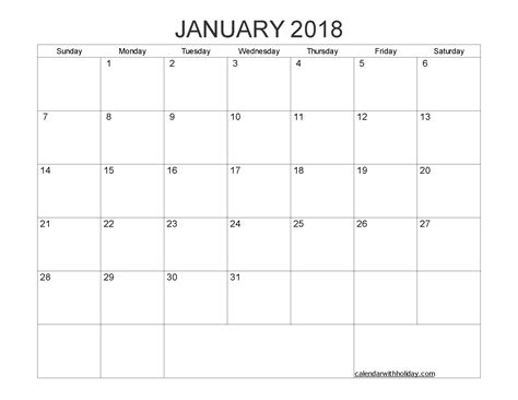 1 Month Blank Calendar Calendar Printable Free