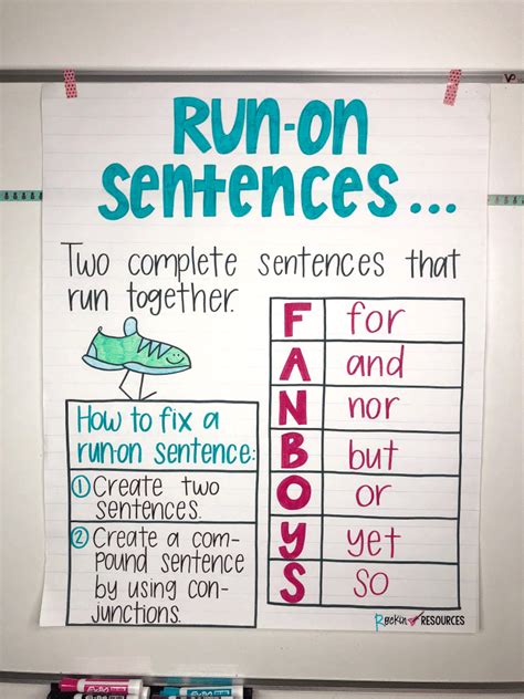 Run On Sentence Anchor Chart Rockin Resources