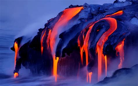 Lava Flow Lava Steam Flows Volcano Hd Wallpaper Peakpx