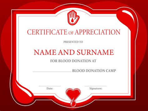 Blood Donation Charity Certificate Donor Day Heart 23841229 Vector Art