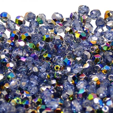 4mm Czech Faceted Round Glass Bead Sapphire Vitral 50pk Beads And Beading Supplies From