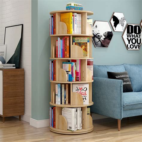 Sanctuary 360 Degree Rotatory 5 Tier Bookshelf Display Shelf Bookcase