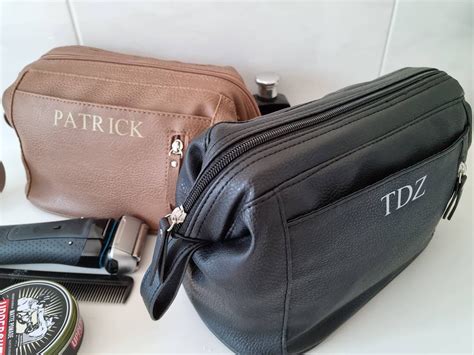 Custom Personalised Mens Leather Toiletry Bag Travel Pouch Bag Etsy