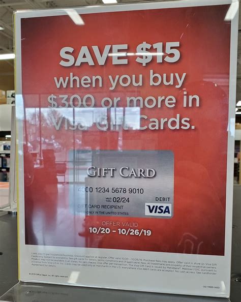 … special promotions throughout the year; Expired Office Depot/Max: Visa Gift Cards, Save $15 When You Buy $300 10/20-10/26 - Doctor ...