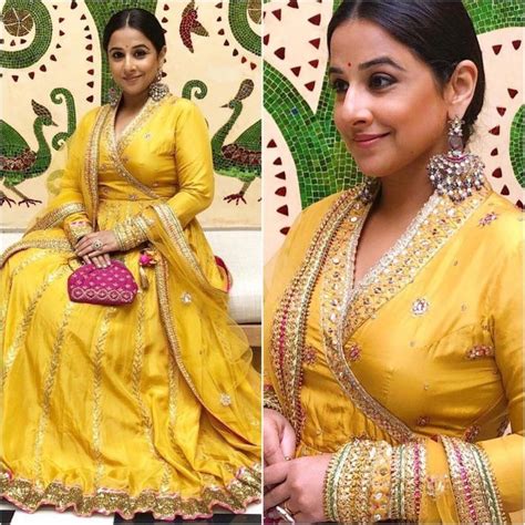 Stunning Vidya Balan Wearing Yellow Anarkali Suit See More On