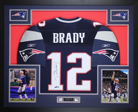Tom Brady Signed Patriots 35 X 43 Custom Framed Jersey Steiner Coa