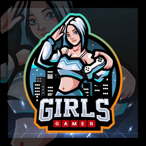 Girls Gamer Mascot Esports Logo Design Stock Vector Illustration Of